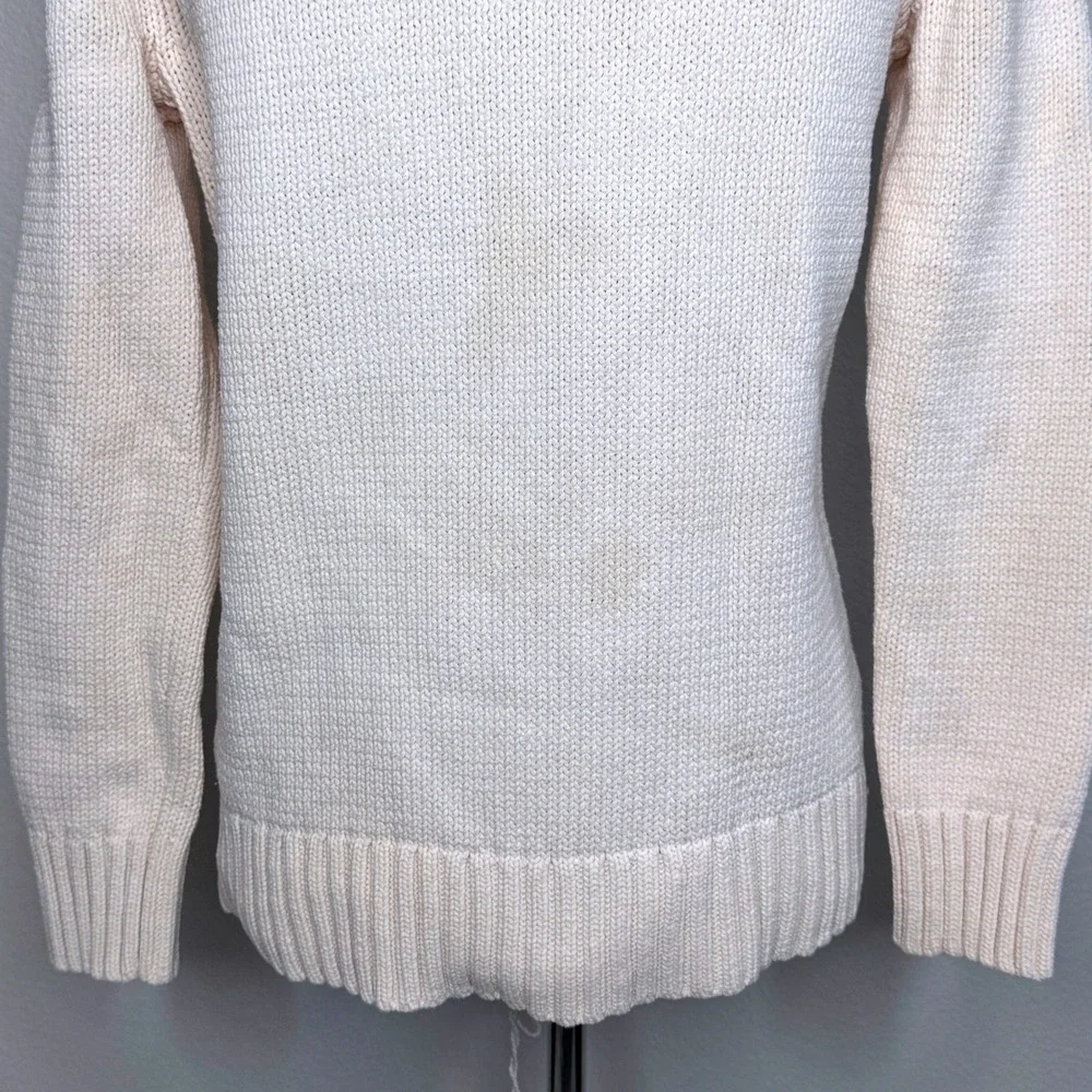 J. CREW ALWAYS Oarsman Roll Neck Womens Cotton Sweater S Cream Bleach Spots